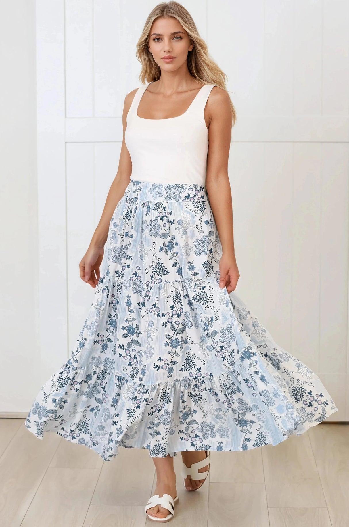 Maggie Maxi Skirt - Elasticated High Waist Skirt in Addie Print