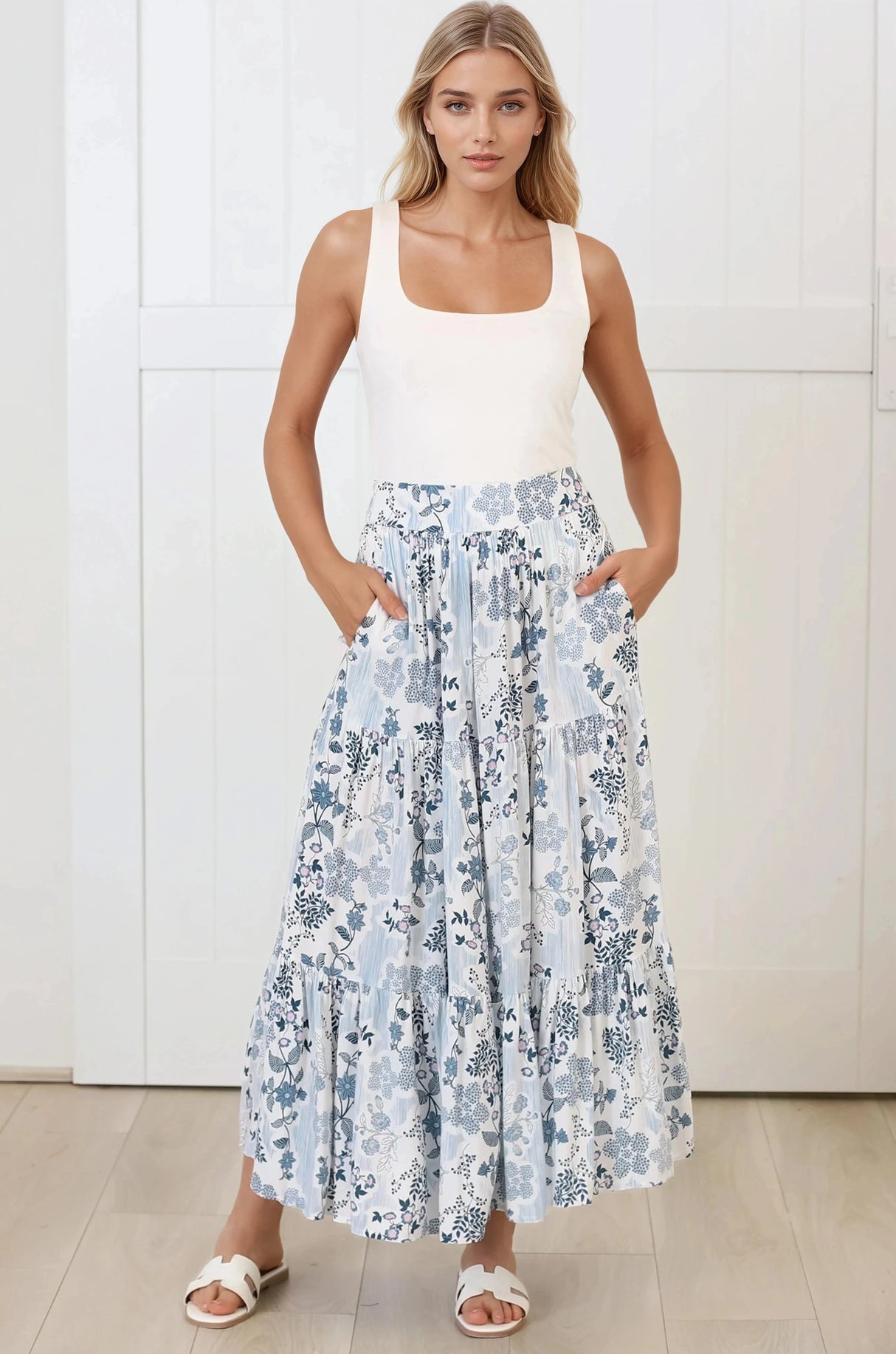 Maggie Maxi Skirt - Elasticated High Waist Skirt in Addie Print