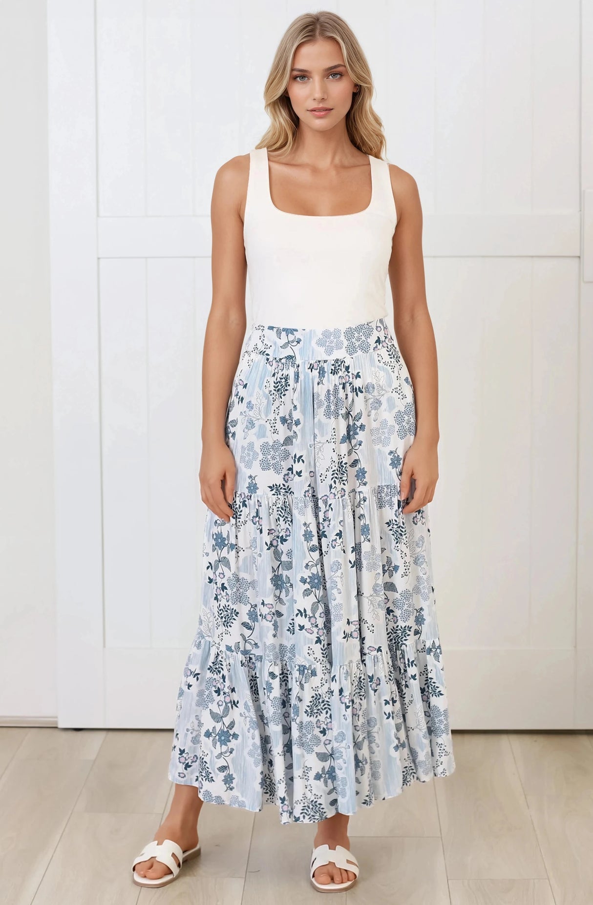 Maggie Maxi Skirt - Elasticated High Waist Skirt in Addie Print