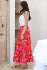 Maggie Maxi Skirt - Elasticated High Waist Skirt in Comino Print