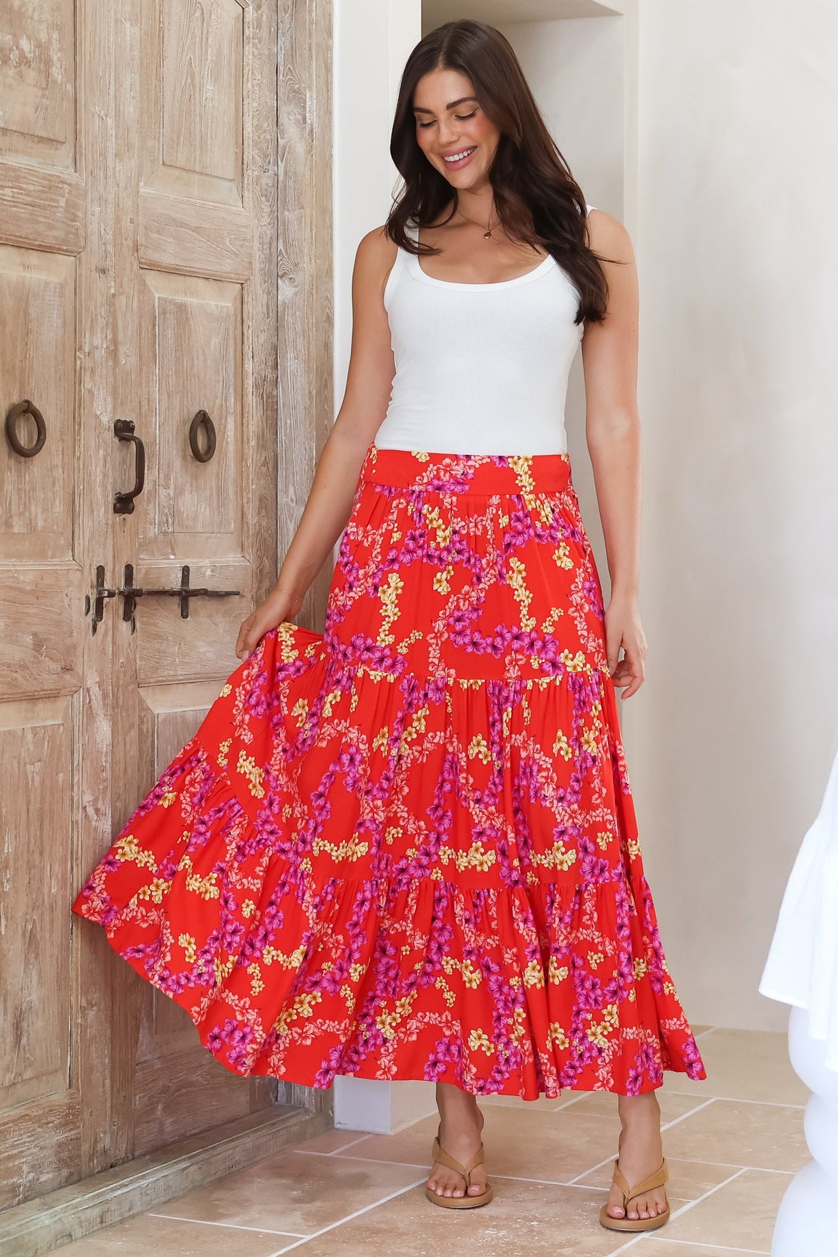 Maggie Maxi Skirt - Elasticated High Waist Skirt in Comino Print