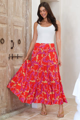 Maggie Maxi Skirt - Elasticated High Waist Skirt in Comino Print