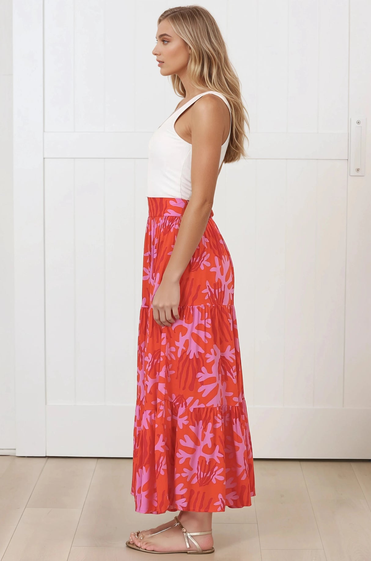 Maggie Maxi Skirt - Elasticated High Waist Skirt in Coralee Print