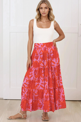 Maggie Maxi Skirt - Elasticated High Waist Skirt in Coralee Print