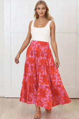 Maggie Maxi Skirt - Elasticated High Waist Skirt in Coralee Print