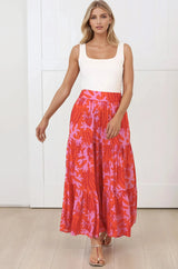 Maggie Maxi Skirt - Elasticated High Waist Skirt in Coralee Print