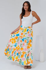 Maggie Maxi Skirt - Elasticated High Waist Skirt in Sumo Print