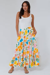 Maggie Maxi Skirt - Elasticated High Waist Skirt in Sumo Print
