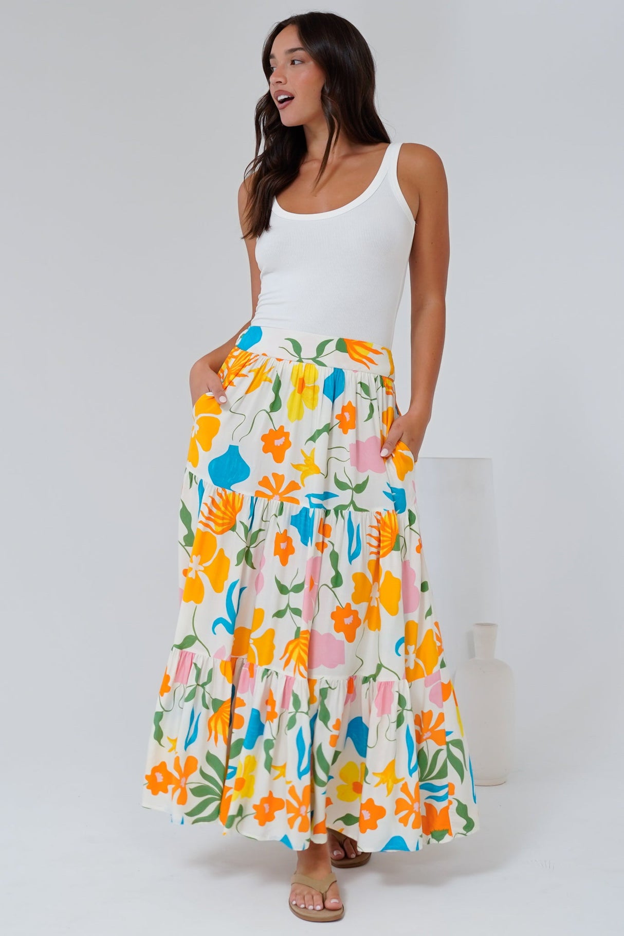 Maggie Maxi Skirt - Elasticated High Waist Skirt in Sumo Print