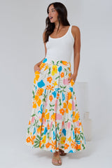 Maggie Maxi Skirt - Elasticated High Waist Skirt in Sumo Print