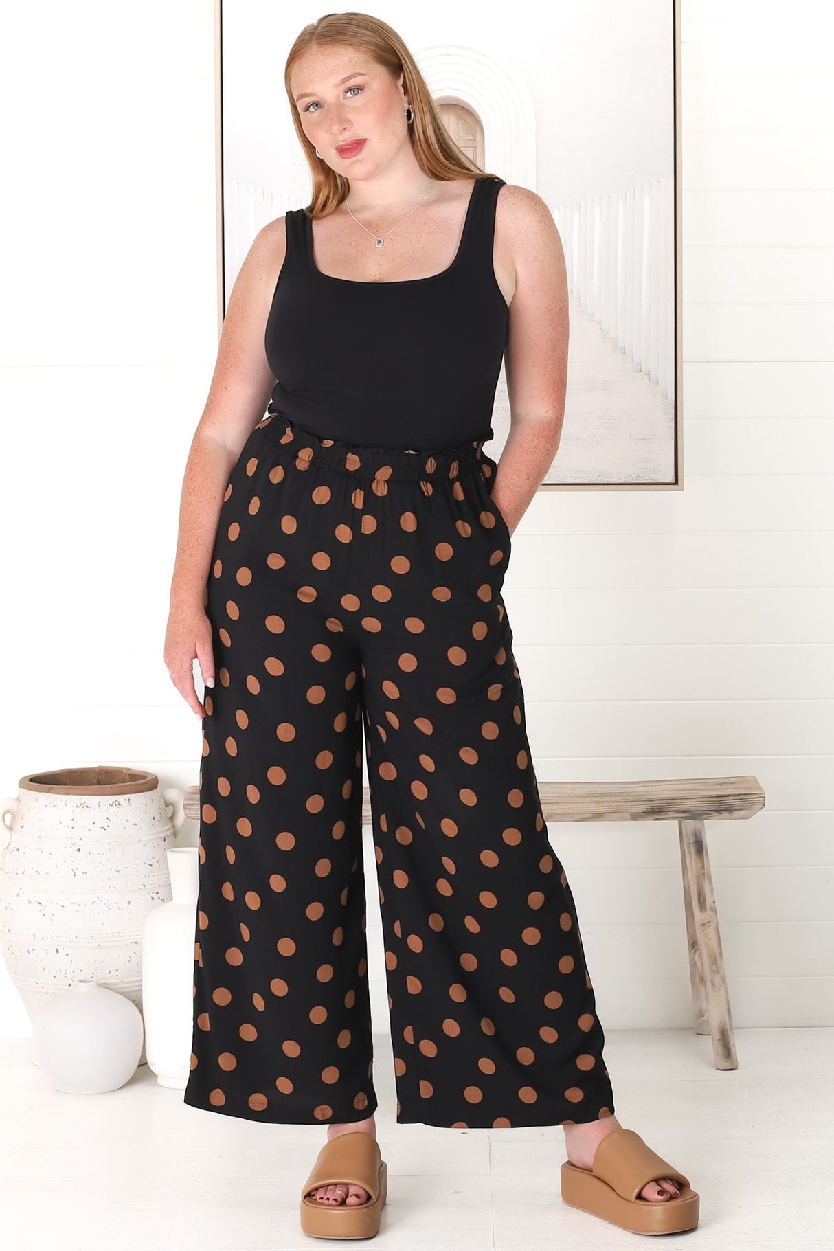 Mahony Pants - Paper Bag High Waisted Pants with Pockets