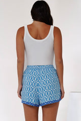 Maiso Shorts - High Waisted Shorts with Ric Rac Trims in Dory Print