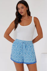 Maiso Shorts - High Waisted Shorts with Ric Rac Trims in Dory Print