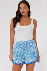 Maiso Shorts - High Waisted Shorts with Ric Rac Trims in Dory Print