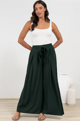 Malta Pants - High Waisted Wide Leg Pants with Tie Waist in Emerald