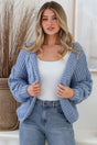 Model wearing Maple Knit in Cornflower Blue from Salty Crush