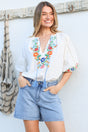 Model wearing Margerie Top in White from Salty Crush