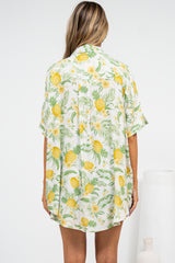 Marilla Shirt - Collared Button Down with High Low Scoop Hem in Anara Print