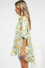 Marilla Shirt - Collared Button Down with High Low Scoop Hem in Anara Print