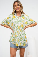Marilla Shirt - Collared Button Down with High Low Scoop Hem in Anara Print