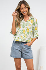Marilla Shirt - Collared Button Down with High Low Scoop Hem in Anara Print