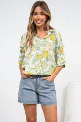 Marilla Shirt - Collared Button Down with High Low Scoop Hem in Anara Print