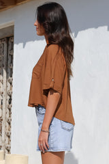 Marion Shirt - Collared Buttoned Down Shirt with Pockets in Rust