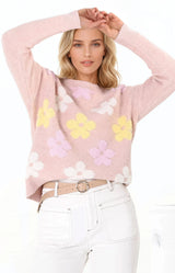 Marlin Jumper - Crew Neck Floral in Pink