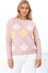 Marlin Jumper - Crew Neck Floral in Pink