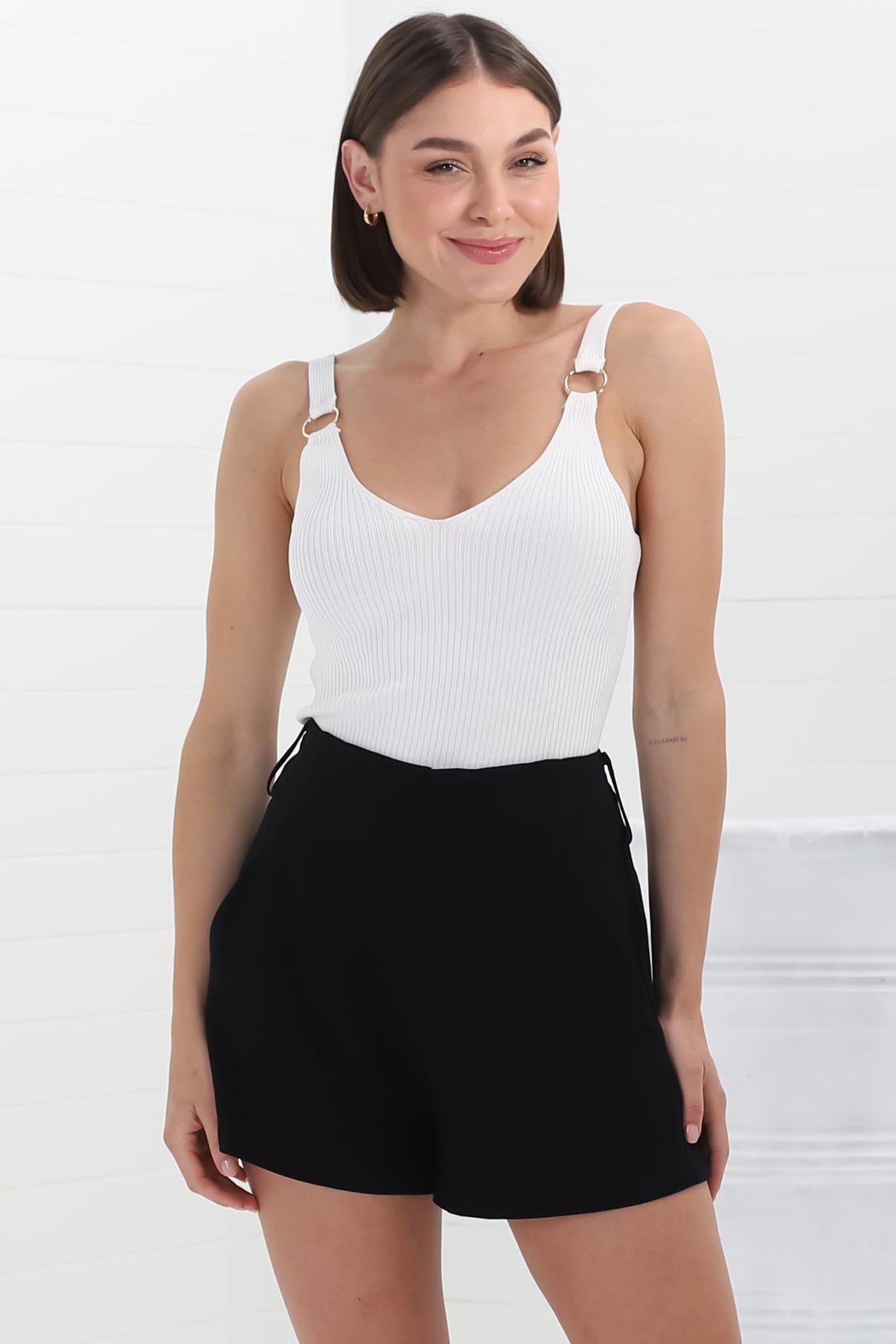 Marlyn Shorts - High Waisted Short with Statement Belt in Black