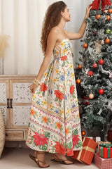 Mattina Maxi Dress: Spaghetti Strap Sun Dress in Alma Print