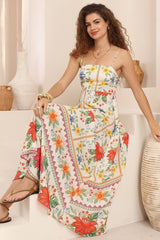 Mattina Maxi Dress: Spaghetti Strap Sun Dress in Alma Print