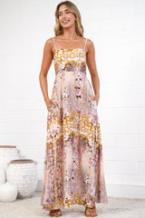 Mattina Maxi Dress - Spaghetti Strap Sun Dress in Baroque Print