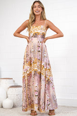 Mattina Maxi Dress - Spaghetti Strap Sun Dress in Baroque Print