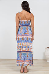 Mattina Maxi Dress: Spaghetti Strap Sun Dress in Belly Print