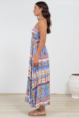 Mattina Maxi Dress: Spaghetti Strap Sun Dress in Belly Print
