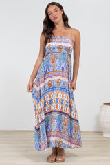 Mattina Maxi Dress: Spaghetti Strap Sun Dress in Belly Print