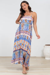 Mattina Maxi Dress: Spaghetti Strap Sun Dress in Belly Print