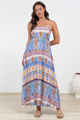 Mattina Maxi Dress: Spaghetti Strap Sun Dress in Belly Print