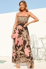 Mattina Maxi Dress - Spaghetti Strap Sun Dress in Ginevra Print