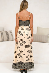 Mattina Maxi Dress - Spaghetti Strap Sun Dress in Maren Print