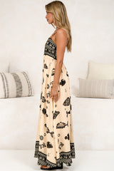 Mattina Maxi Dress - Spaghetti Strap Sun Dress in Maren Print