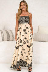 Mattina Maxi Dress - Spaghetti Strap Sun Dress in Maren Print