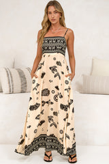 Mattina Maxi Dress - Spaghetti Strap Sun Dress in Maren Print