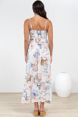 Mattina Maxi Dress: Spaghetti Strap Sun Dress in Zodiac Print