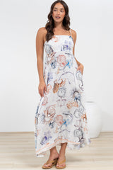 Mattina Maxi Dress: Spaghetti Strap Sun Dress in Zodiac Print