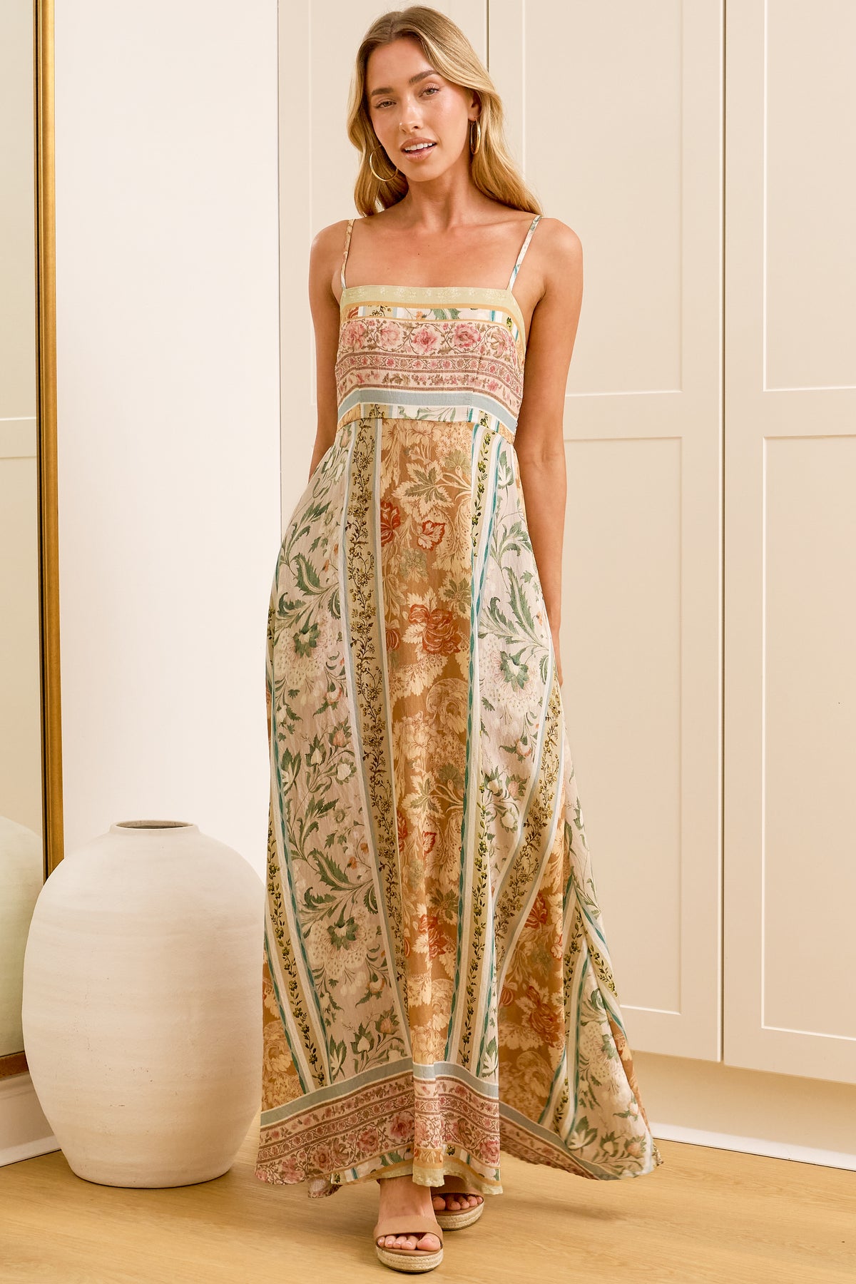 Mattina Maxi Dress - Spaghetti Strap Sun Dress in Lyla Print
