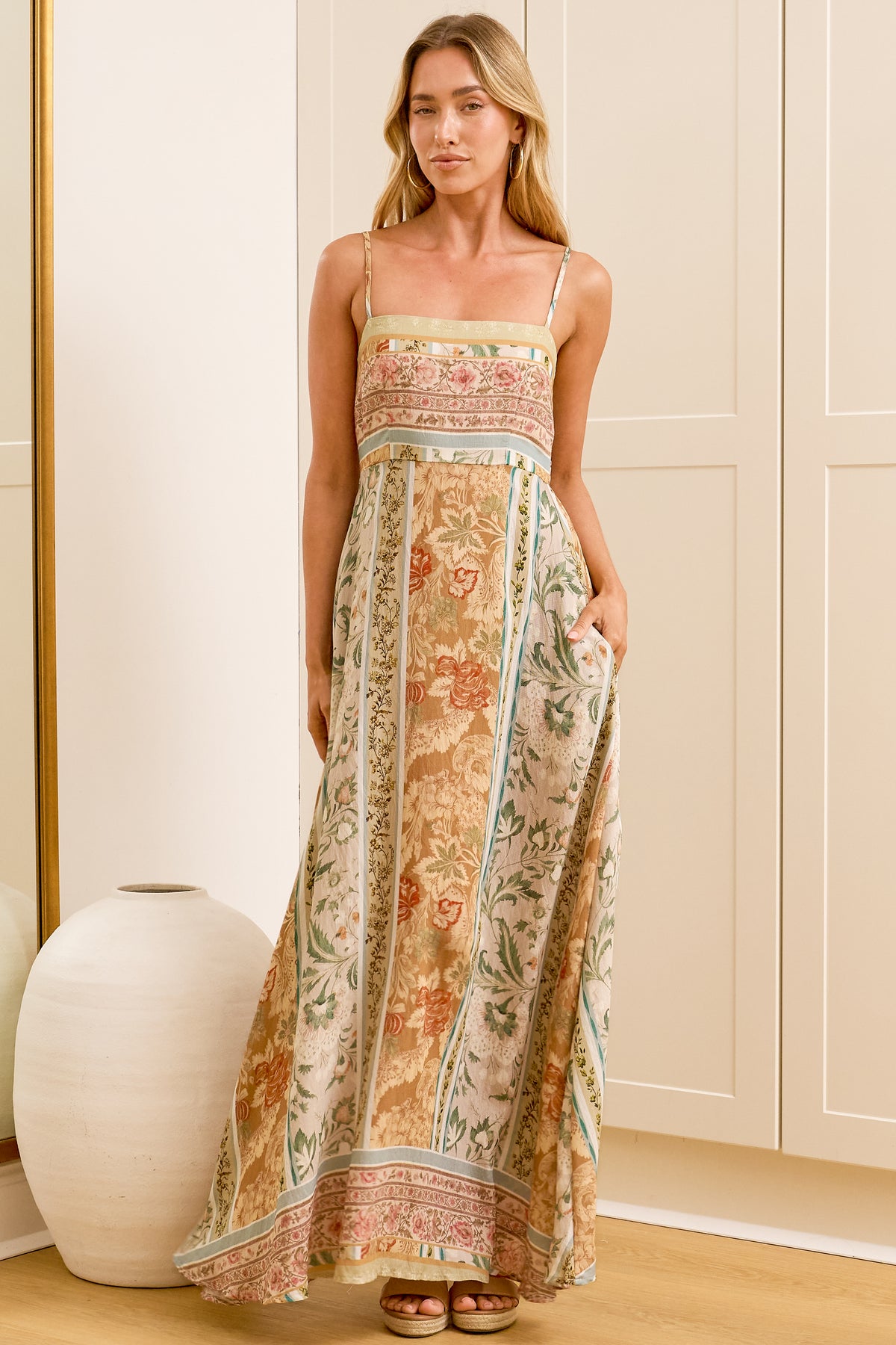 Mattina Maxi Dress - Spaghetti Strap Sun Dress in Lyla Print