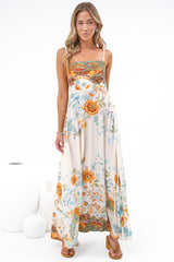 Mattina Maxi Dress: Spaghetti Strap Sun Dress in Tavira Print