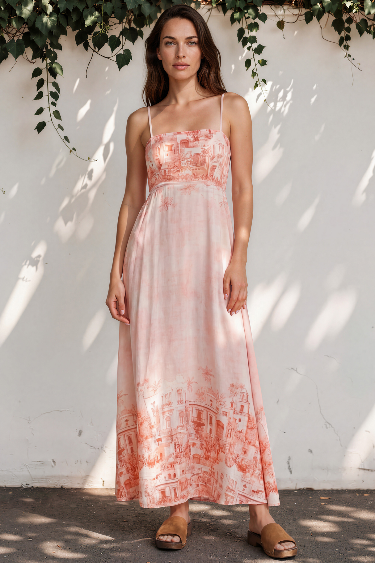 Model wearing Mattina Maxi Dress in Nada Print from Salty Crush
